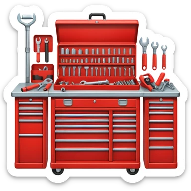 red mechanic tool table sticker