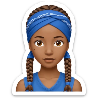 short black woman with braids and a blue bandana sticker