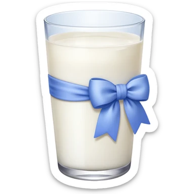 Glass of milk with a Periwinkle bow wrapped around the glass  sticker