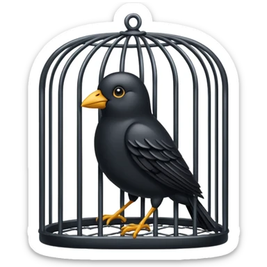 black bird in cage sticker