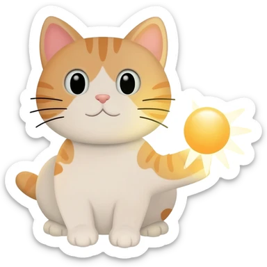 Cat with sun between waving hand sticker