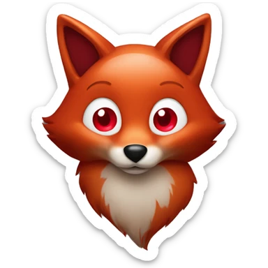 dark red fox face with tiny red heart instead of eyes sticker