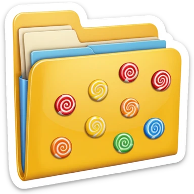 file folder with yellow candy picture on front sticker
