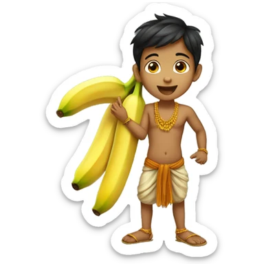 A Indian boy named shivam eating banana sticker