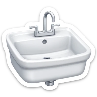 A white porcelain bathroom water sink standing upright sticker