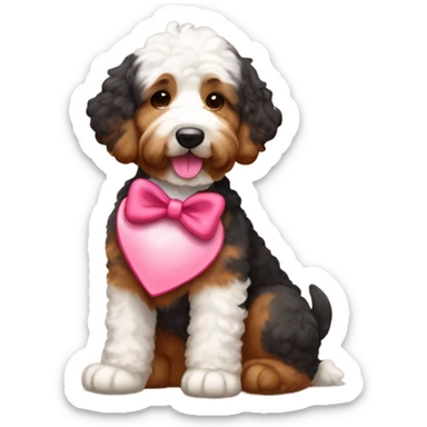 Bernedoodle dressed for Valentine’s Day sticker