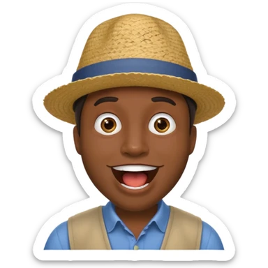 homme créole réunionnais  étonné  bouche ouverte avec chapeau sticker