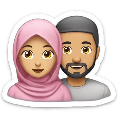 Hijabi woman with a arab man with a cat  sticker