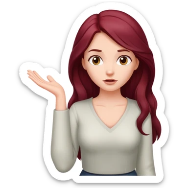 Beautiful long burgundy haired girl, shrugging shoulders sticker