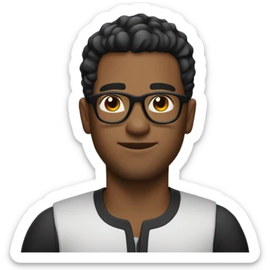 man with black taper fade hair, no FACIAL HAIR and glasses sticker