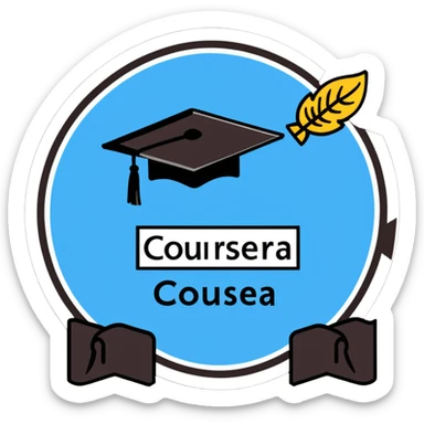Coursera logo sticker with certificate and graduation cap sticker