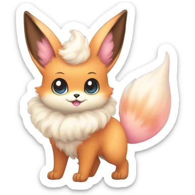 Kawaii Pastel Cotton-Candy-Colored Eeveelution-Cute-fox-Bunny-Pokémon-fusion sticker