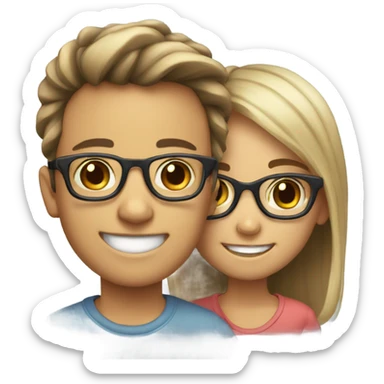 smiling girl with boy in glasses sticker