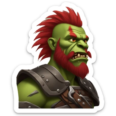 Berserker orc with red beard & red mohican sticker