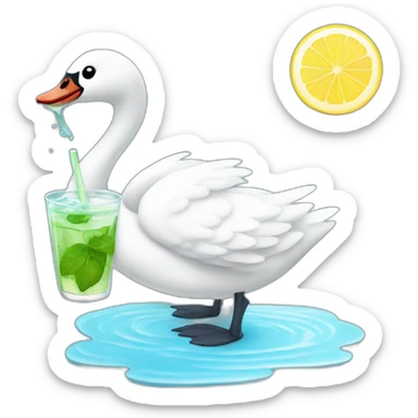 baby swan drinking mojito sticker