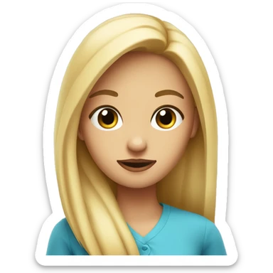 Chica rubia con pelo largo y ojos azules sticker