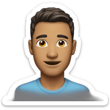 man with, tanned skin, short dark hair fade trim on the sides brown eyes, big nose, sticker