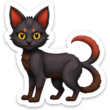 Dark Black Lykoi-Caracal-Bat-Litten-Torracat-Noibat-Hybrid (Full body) sticker