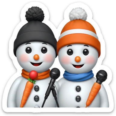 snowmen holding microphone wich sweat cap sticker