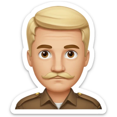 A blonde man Sherif with mustache,brave with brown eyes and thick eyebrows  sticker