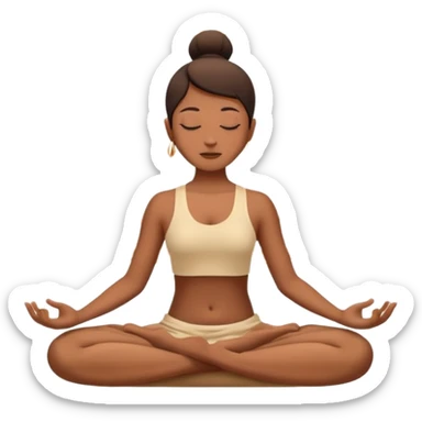 Minimalistic flat vector icon, iOS style, thin black contour on white background. Person in lotus pose with rising spiral energy above. No text, no shadows. sticker