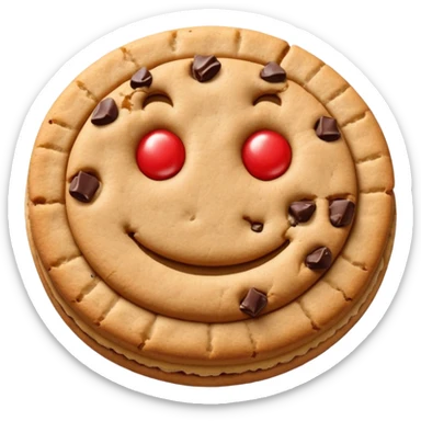 Emoji de un paquete de galletitas tipo pepas de membrillo, con algunas galletas redondas y el centro rojo visible. sticker