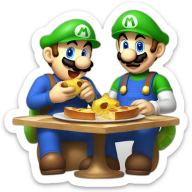 Mario and Luigi eat massa sticker
