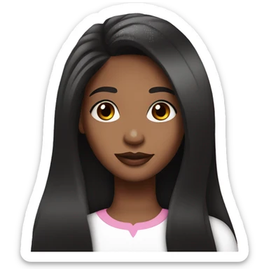 A brown girl with long straight black hair long lashes and dimple and pink lips  sticker