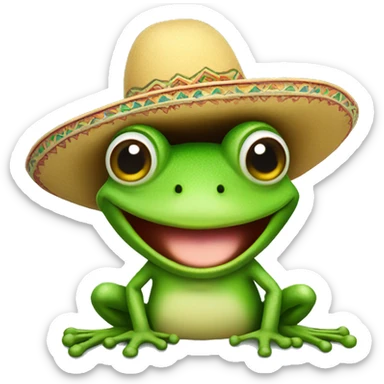 smiling frog with sombrero sticker