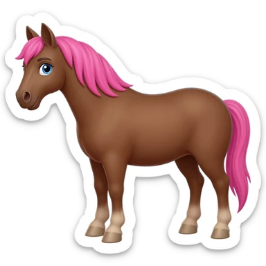 cheval marrons avec des mèche rose avec des yeux bleu sticker