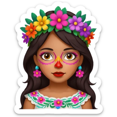 mexican girl with painted face sticker