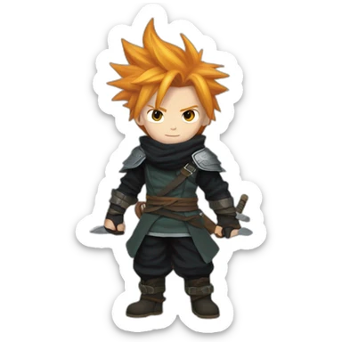 Ginger cloud strife with ninja clothes sticker