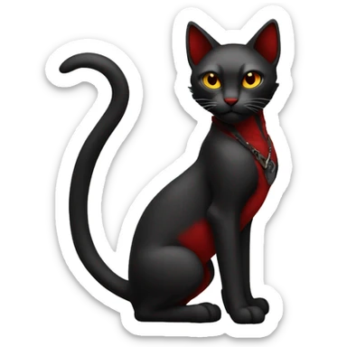 cool edgy black and red feline Fakémon full body sticker