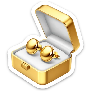 Gold earrings in a box sticker
