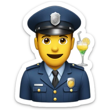 policeman with cocktail sticker