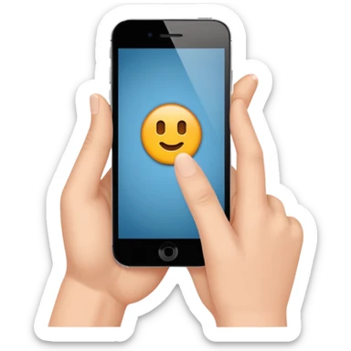 hands holding a cell phone in horizontal sticker