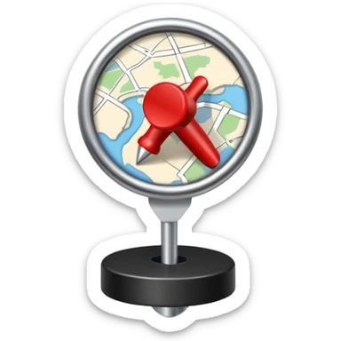 Black and white map push pin  sticker