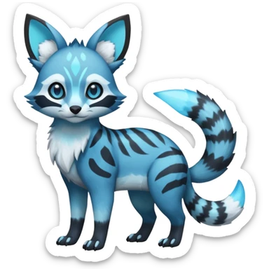Rare realistic cool cute epic aesthetic colorful Amaura-Glaceon-Civet-Genet-species-Fakemon-hybrid-creature, with markings, full body sticker