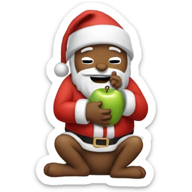 Santa with a cat holding an Apple Watch while crying sticker
