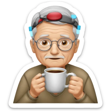 Blind grandpa having a cup of coffee and waiting for his daughter ￼ sticker