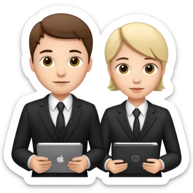 group of 5 colleagues with computer and copybooks sticker