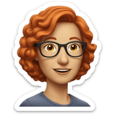 red hair mid aged lady in glasses sticker