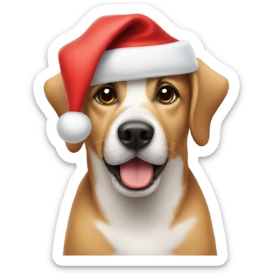 Dog wearing a Santa hat sticker