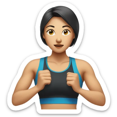 Asian Woman working out in gym sticker