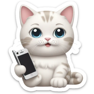 Cute pastel cat holding a phone sticker