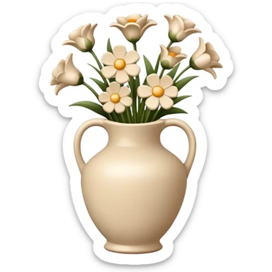 vase with flowers beige sticker
