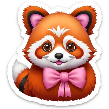 Red panda emoji with pink bow on head  sticker