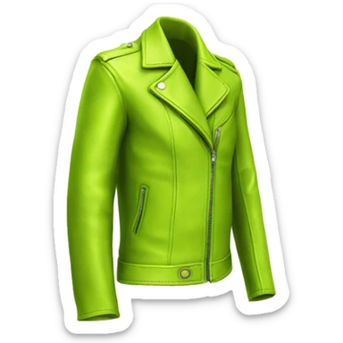 Realistic isolated side view of a lime green open fashion leather jacket. sticker