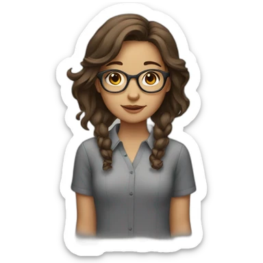 girl with clear glasses and brown hair sticker