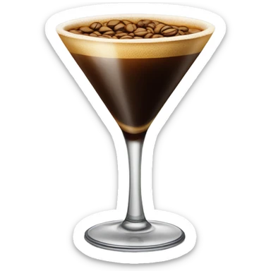 An expresso martini with a coffee seed on the top sticker